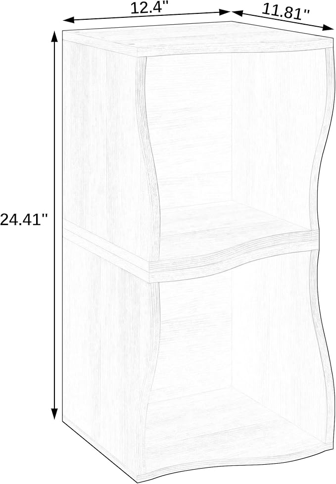 ECYIL Double Layered Independent Storage Rack, Full Circular Color Blocking Bookshelf, Suitable for Home, Office, Living Room, etc (walnut1)