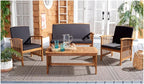 SAFAVIEH Outdoor Collection Rocklin Natural/ Black Cushion 4-Piece Conversation Patio Set