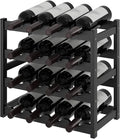 Wine Rack，Bamboo Wine Storage Cabinet Shelf，Countertop Wine Shelf- Freestanding Wine Holder for Kitchen & Pantry (Black, 4-Tier)