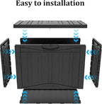 45 Gallon Deck Box, Resin Outdoor Indoor Waterproof Storage Box, Lockable Storage Box With Handle for Patio Furniture - Garden Tools - Swimming Pool Tools UV-Resistant, Black