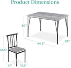 Best Choice Products 5-Piece Metal and Wood Indoor Modern Rectangular Dining Table Furniture Set for Kitchen, Dining Room, Dinette, Breakfast Nook w/ 4 Chairs - Gray