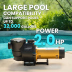 XtremepowerUS 2HP In-Ground Swimming Pool Pump Variable Speed 2" Inlet 230V High Flo w/ Slip-On Fitting