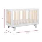 Babyletto Hudson 3-in-1 Convertible Crib with Toddler Bed Conversion Kit in White and Washed Natural, Greenguard Gold Certified