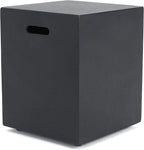 Propane Tank Cover Table for Fire Pits, 20 LB Concrete Propane Tank Holder with Side Handles, Outdoor Tank Storage Side Table for Patio, Gas Griddle, Dark Gray