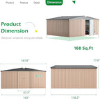 U-MAX Storage Shed 14x12 Outdoor Shed, Large Metal Outside Storage Garden Sheds & Outdoor Storage Shed Clearance, 12x14 Tool Shed Outdoor Storage Lockable for Backyard, Patio and Outside Use in Gray
