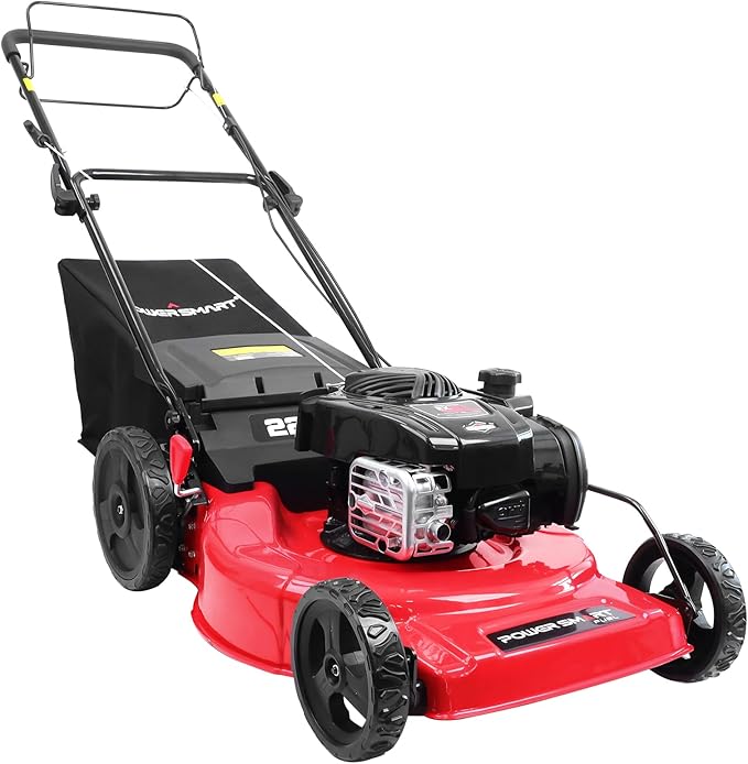 PowerSmart Self Propelled Gas Lawn Mower 22-Inch with 150cc Briggs and Stratton EX625 Engine, RWD Single-Speed 2-in-1 Mulch and Bagger, High Wheel B8622S