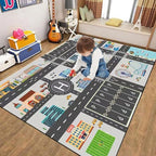 Kids Rug Play Mat Great for Playing with Cars and Toys,Educational Kid Road and Traffic City Life Carpet,Children Baby Fun Throw Rug for Bedroom Play Room,47X63Inch/120X160CM