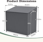 4x7 FT Lean-to Metal Storage Shed with Single Lockable Side Door, Sloping Roof Galvanized Steel Outdoor Tool Shed for Garden, Patio & Backyard Storage