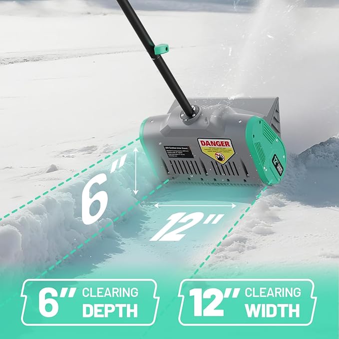 Litheli Cordless Snow Shovel, 20V 12'' Electric Snow Blower for Driveway, Battery Powered Snow Thrower, 4.0Ah Battery and Fast Charger Included