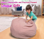 Beanbag Stuffed Animal Storage Organizer Cover Soft Premium Corduroy Removable Washable Stuffable Keep Room Clutter Plush Toys Storage (No Beans) XX-Large