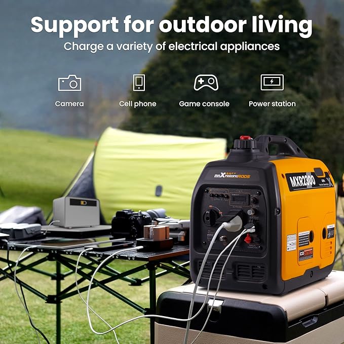 maXpeedingrods 2300W Portable Inverter Generator,40lbs,Gas Powered,Quiet Generator,Backup Power Supply for Outdoor Camping RV Ready,EPA/ISO Compliant