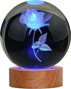 Rose Lamp Romantic Gifts for Her, Large 3D Rose Night Light, Crystal Light up Rose Lamp 16 Color Changing with Remote Control for Bedroom Decor, Only Rose Lamp