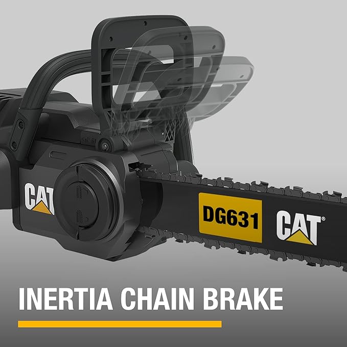 Caterpillar DG631 60V Brushless 18” Chainsaw, Battery Chainsaw with Chain Brake for Safety, Electric Chainsaw Cordless with Tool-Free Chain Tensioning – Battery & Charger Included