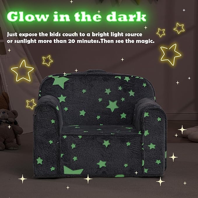 Comfy Toddler Chair Kids Chair,Toddler Foam Chair,Kids Armchair Toddler Couch Baby Kids Sofa Reading Chair with Glow in The Dark(Glow Star)