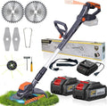 Electric Weed Wacker Cordless,24V Weed Cordless Eater Battery Powered,Weed Cutter with 2Pcs 4.0Ah Batteries,1300W Motor,2 Types Blades,Grass/String Trimmer Lawn for Yard and Garden