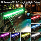 PONDO Lighted Waterfall Pool Fountain 24" with LED 7 Color Changing and Remote, Acrylic Waterfall Spillway for Sheer Descent Garden Outdoor