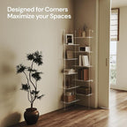 Acrylic Corner Bookshelf, Wall Mounted, 10-Tier L Shaped Bookshelf with Open Shelves, Multipurpose Clear Ladder Bookcase for Living Room, Bathroom, Office, Modern, 73.6" H