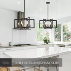 Modern Farmhouse Black Chandeliers for Dining Room, 6-Light Industrial Metal Chandeliers Geometric Pendant Lights Kitchen Island for Entryway Stairway Foyer Hallway