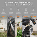 Giraffe Tools Grandfalls Pressure Washer Pro, Electric Wall Mount Power Washer with 100FT Retractable Pressure Hoses, 3700PSI, 1.6GPM, 4 Nozzles, Foam Cannon for Cars/Patios, Dark Silver