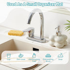 Stone Faucet Mat for Kitchen Sink with Oval Hole – 23.6" × 3.9" Diatomite Drying Stone Mat & Sink Protector, Quick-Dry Splash Guard Water-Absorbing Tray for Bathroom Counter（White.23.6 x 3.9）