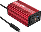 300W Car Power Inverter,12V DC to 110V AC Inverter Converter for Vehicles, PD (Type-C) QC3.0 and 2.4A USB Car Adapter with Cigarette Lighter Ports for Smartphones Laptops Tablets