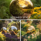 6 Inch Stainless Steel Gazing Globe,v2croft Hollow Ball Mirrored Surface Polished Shiny Sphere,Garden Stainless Steel Gazing Ball for Outdoor Lawn Pond Yard Ornament(Gold)