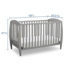 Delta Children Twinkle 4-in-1 Convertible Baby Crib, Sustainable New Zealand Wood, Grey and Delta Children Twinkle Galaxy Dual Sided Recycled Fiber Core Crib and Toddler Mattress (Bundle)