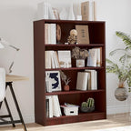 Farini 4 Shelf boockase Display Bookcase Freestanding Wooden Bookshelves for Home Office Living Room,48 Inch Height,Mahogany