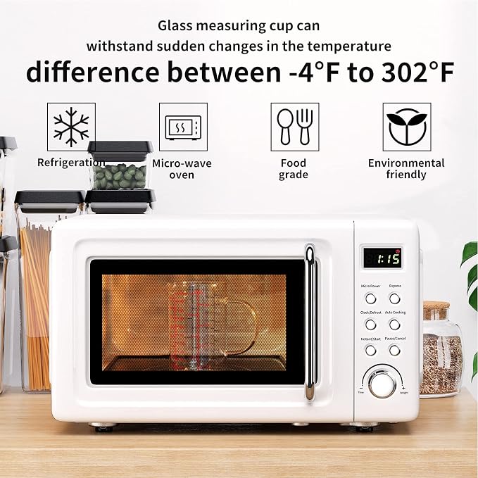 77L Glass Measuring Cup, [Double-Sided Measuring Scale, Insulated handle, V-Shaped Spout], High Borosilicate Glass Measuring Cup for Kitchen or Restaurant, Easy To Read, 1000 ML (1 Liter, 4 Cup)