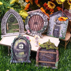 Whimsical Miniature Fairy Door - Handcrafted 3D Mini Woodland Portal Tree Accessory for DIY Garden Landscapes, Terrarium Decor & Collector's Fantasy Displays（Pink Streak ）