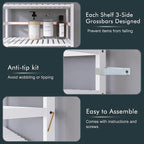 Bookshelf, 6-Tier Tall Bookcase Freestanding Bamboo Book Shelf Bathroom Storage Organizer with Adjustable Shelves, White