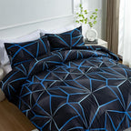 NTBED 3D Geometric Comforter Set for Boys Kids, Irregular Diamond Pattern Lightweight Microfiber Bedding Sets All Season (Dark Blue, Twin)