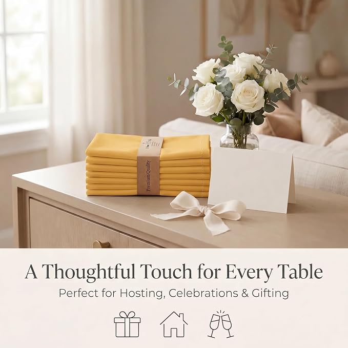 Urban Villa Cloth Napkins Cotton 20x20 (Set of 12) Mustard