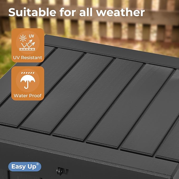 50 Gallon Deck Box, Resin Outdoor Indoor Waterproof Storage Box, Lockable Storage Box With Handle for Patio Furniture - Garden Tools - Swimming Pool Tools UV-Resistant, Black