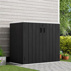 KINYING Outdoor Horizontal Storage Sheds,37 Cu.ft Outdoor Storage Cabinet Waterproof Resin Tool Storage Box for Lawn Mower,Garden Tools and Patio Furniture, Lockable (Black)