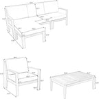 4 Piece Acacia Wood Patio Furniture L-Shaped Outdoor Sectional Sofa Coffee Table, FSC Certified Conversation Set w/Beige Cushions for Garden Backyard
