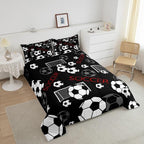 Feelyou Football Comforter Set Full Size Rugby Sports Comforter for Kids Teens Adults Soccer Ball Game Bedding Set Gift for Football Lover Duvet Set Room Decor 3Pcs with 2 Pillow Case