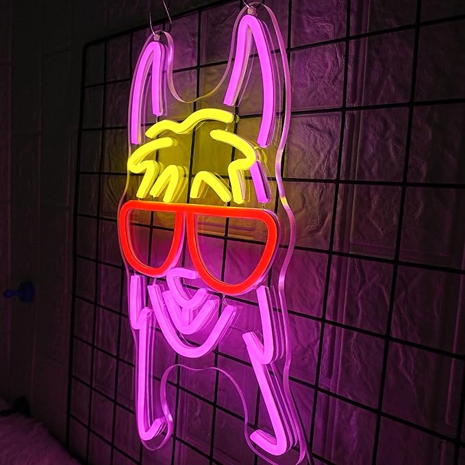Llama With Red Glasses Neon Sign for Wall Decor Llama Neon Light Cool Animal Neon Light Sign Dimmable USB Powered Colorful LED Neon Sign for Bedroom Zoo Home Bar Pub Animal Lover Restaurant