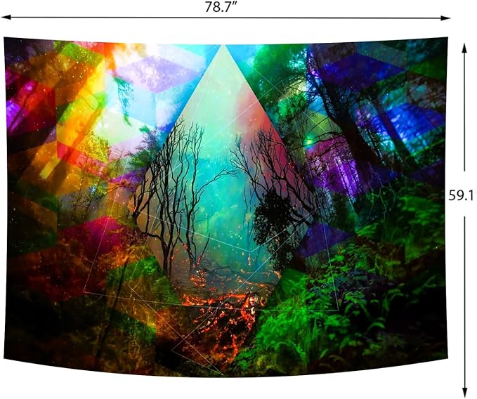 Delur Forest Tapestry Tree of Life Tropical Rainforest Tapestry Wall Hanging Colorful Nature Landscape Mystical Psychedelic Spiritual Headboard for Bedroom Living Room Home Decor (59.1" x 78.7")