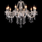 LIUMANG Modern Elegant 10 Lights K9 Crystal Glass Chandelier Pendant Ceiling Lighting European Style for Dining Living Room Bedroom Transparent, 10 E12 Bulbs Required