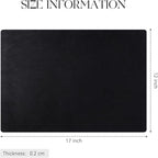 MOSAYT Vinyl Placemats Set of 8-12 X 17 Inch - Faux Leather 100% Waterproof Oil-Proof Wipeable PU Place Mats, Heat Resistant Reversible Table Mats for Kitchen, Dining, Outdoor, Black