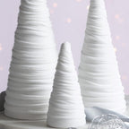 Your Heart's Content Light Ivory Velvet Trees Set of 3, Classic Valentine Tree Tabletop, Winter White Wedding Centerpiece, Elegant Tablescape, Cozy Mantel Accent (Light Ivory)