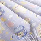 Bear Comforter King Size,Kawaii Comforter Set for Kids Teens Girls,3Pcs Bedding Set Printed Comforter with 2 Pillowcases,Down Alternative,Soft and Lightweight(Purple，King Size)