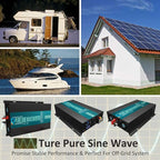 WZRELB 3000Watt Pure Sine Wave Inverter 48V DC to 120V AC with 2 AC Outlets ，HardwireTerminal Block, 2 Sets of Battery Cables for RV, Solar Syste, Camping