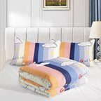 Datura home Cloud Stylish Comforter Bedding Set for Kids Children,Boys and Girls coulorful Stripe with Dot Cute Sky Bedding Set with 1 Comforter and 2 Pillowcases(Cloud Twin)