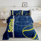 Feelyou Kids Softball Comforter Set King Size Sports Game Bedding Set for Boys Girls Teens Bedroom Decor Baseball Comforter Women Men Softball Gaming Duvet Set with 2 Pillow Case