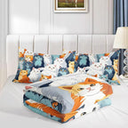 Datura home Kids Comforter Set Cute Cats Printed Pattern Bedding Set with 1 Comforter and 2 Pillowcases for Girls Boys Bedroom All Season(Cat Twin)