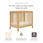 babyletto Gelato 4-in-1 Convertible Mini Crib with Toddler Bed Conversion in Honey with Vegan Tan Leather Feet, Greenguard Gold Certified