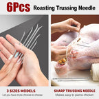 Ofargo Meat Trussing Needles, Roasting Trussing Needles for Lacing Roast Turkey, Chicken, Pork Skin, Whole Hog, Lamb, and Rotisserie Pig; Two of Each Size 4.9/5.7/7inch, 6pcs in All