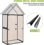 Outdoor Storage Shed Cabinet Strong Iron Frame Surrounding Garden Tool Storage with Adjustable Shelfs,Large Space